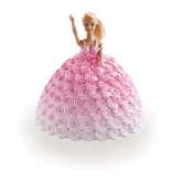 Pink rose-themed cake with Barbie doll for flower delivery celebrations