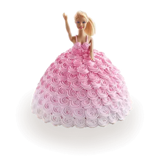 Pink rose-themed cake with Barbie doll for flower delivery celebrations