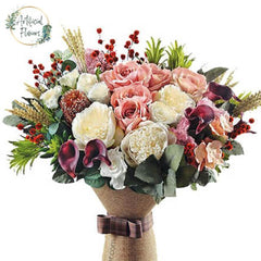Elegant mixed flower bouquet with roses, peonies and greenery, ideal for flower delivery
