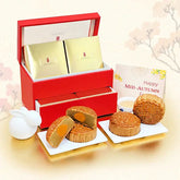Peach Garden Reduced Sugar Golden Lotus Paste Mooncakes with Single Yolk
