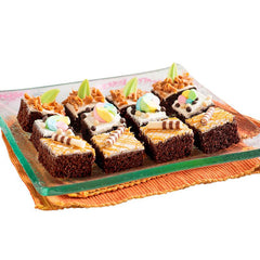 Gift box assortment of decorated brownies, perfect for flower delivery and gifting.