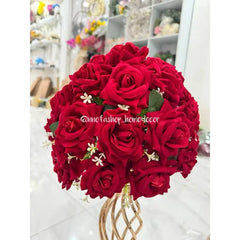 Fresh red rose bouquet with greenery, perfect for same-day flower delivery in Singapore