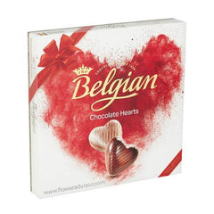 Box of Belgian chocolate hearts, perfect for gifting with flower delivery in Singapore