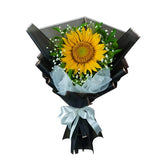 Single sunflower bouquet with greenery and baby's breath for flower delivery in Singapore