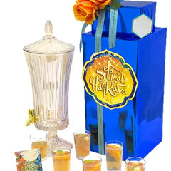 Hari Raya flower delivery gift set with bright roses and festive blue packaging