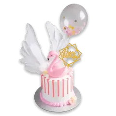 Pink swan cake with white wings, perfect for flower delivery celebrations in Singapore