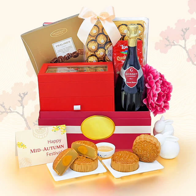 Moonlight Indulgence Mid-Autumn Gift Hamper – Peach Garden Mooncakes & Champagne