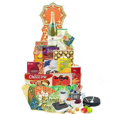 Hari Raya festive hamper with snacks and gift items, ideal for flower delivery gifts