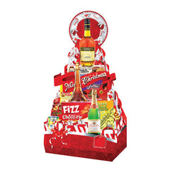Festive hamper with brandy, snacks, and holiday gifts for flower delivery in Singapore