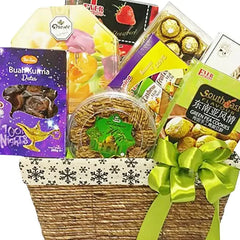Gift basket with assorted snacks and treats, ideal for flower and gift delivery in Singapore