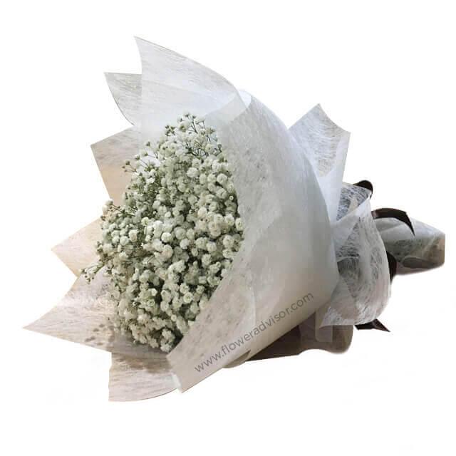 Elegant white baby's breath bouquet for flower delivery in Singapore