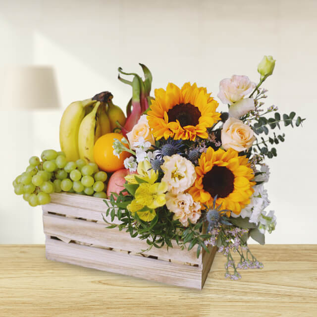 Healthy Fruit Basket with Sunflowers - Healthy First Pack
