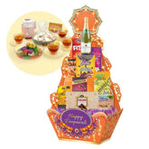 Deepavali festive hamper with assorted snacks and drinks, ideal for gift and flower delivery.