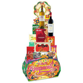 Deepavali gift hamper with wine, snacks, and cheerful packaging for festive flower delivery