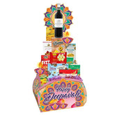 Deepavali gift hamper with snacks and wine, festive arrangement for flower delivery Singapore