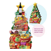 Christmas gift hamper with snacks, wine, and festive packaging for flower delivery Singapore