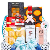 Luxury gift hamper with wine, biscuits, chocolate and tea for flower delivery in Singapore