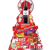 Christmas hamper with wine, snacks, and gifts, ideal for festive flower delivery Singapore