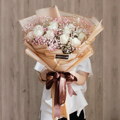 12 White Roses Bouquet - Pure Vanilla