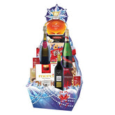 Luxury gift hamper with wine, chocolates, and festive treats for flower delivery gifting