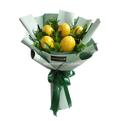 Fresh bouquet with lemons and greenery, ideal for unique flower delivery in Singapore