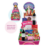 Christmas hamper with festive treats and flowers, gift basket for Singapore flower delivery