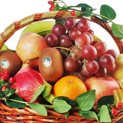 Fresh fruit basket with apples, grapes, oranges, and kiwi for delivery in Singapore