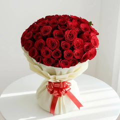Luxury red rose bouquet with ribbon, ideal for flower delivery and special occasions