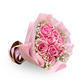 Elegant pink rose bouquet with baby's breath for flower delivery in Singapore