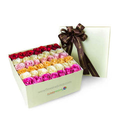 Elegant gift box of assorted fresh roses for flower delivery in Singapore