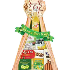 Festive gift hamper with snacks and cookies, ideal for flower and gift delivery occasions