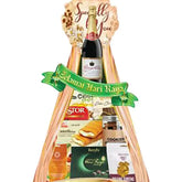 Hari Raya festive hamper with sparkling juice, snacks, and cookies for flower delivery