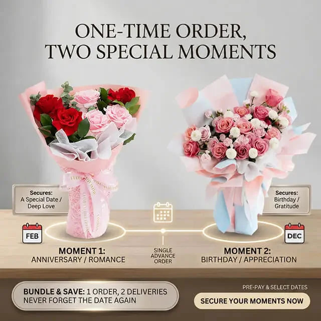 Romantic red and pink rose bouquets for anniversaries and birthdays with same-day delivery