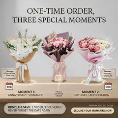 Three elegant flower bouquets for anniversaries, birthdays, and special moments with same-day delivery