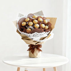 Chocolate bouquet with Ferrero Rocher, ideal for flower delivery in Singapore