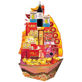 Chinese New Year hamper with festive treats, wine and decorative items for delivery