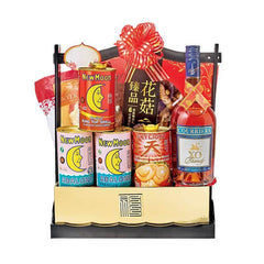 Chinese New Year hamper with gift baskets, canned abalone, and festive snacks for delivery