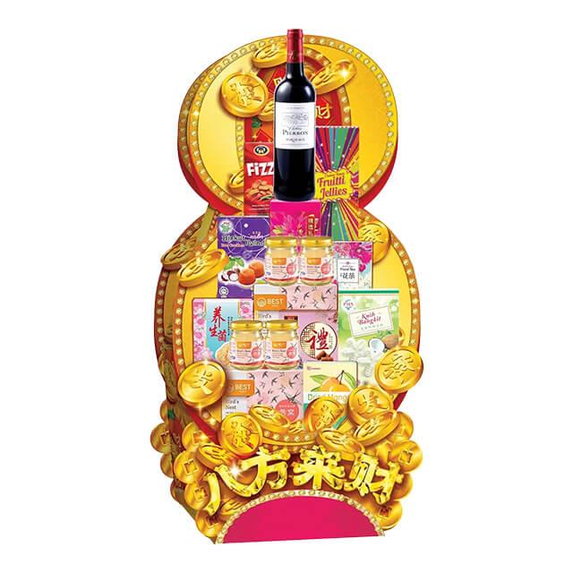 Chinese New Year festive hamper with wine and snack gifts for flower delivery in Singapore