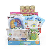Baby gift hamper with milk bottles, wipes, baby products for flower delivery Singapore