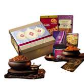 Gift hamper with assorted snacks and decorative box for festive flower delivery in Singapore
