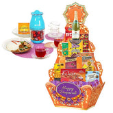 Festive hamper with snacks, sparkling drink, and sweets for Deepavali flower delivery in Singapore