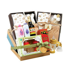 Baby gift hamper with flowers, baby bottles, health tonic, ideal for flower delivery Singapore