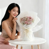 Elegant pink and white flower bouquet for same-day delivery in Singapore