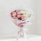 Elegant pink and white rose bouquet for flower delivery in Singapore