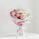 Elegant pink and white rose bouquet for flower delivery in Singapore