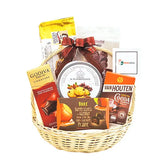 Chocolate and snack gift basket, ideal for flower delivery with hampers in Singapore