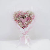 Heart-shaped pink and white baby’s breath bouquet, ideal for flower delivery gift