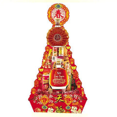 Chinese New Year festive hamper with red packaging, assorted gifts, for flower delivery