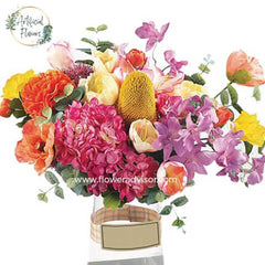 Vibrant mixed flower bouquet in a vase, perfect for same-day flower delivery in Singapore