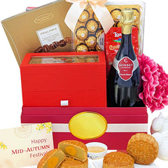 Moonlight Indulgence Mid-Autumn Gift Hamper – Peach Garden Mooncakes & Champagne